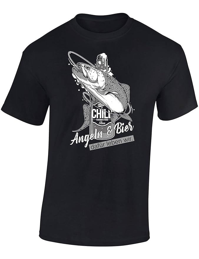 T-Shirt: Angeln und Bier - Geschenk für Angler - Anglerbekleidung Herren - Angelkleidung Männer - Anglerin - Fishing - Fisch 