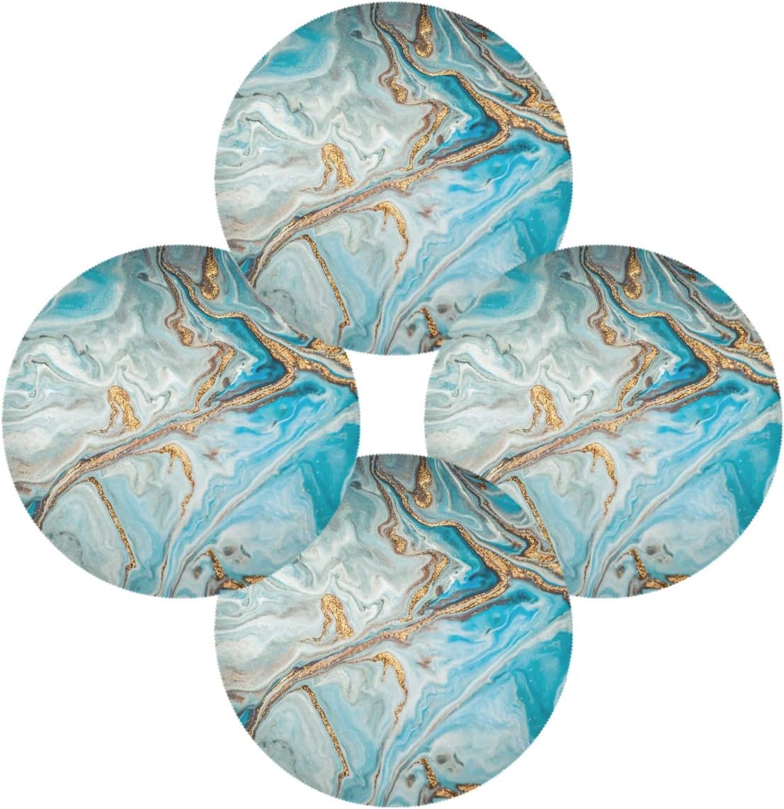 AKIOG Round Placemats Set of 4 Abstract Ocean Marble