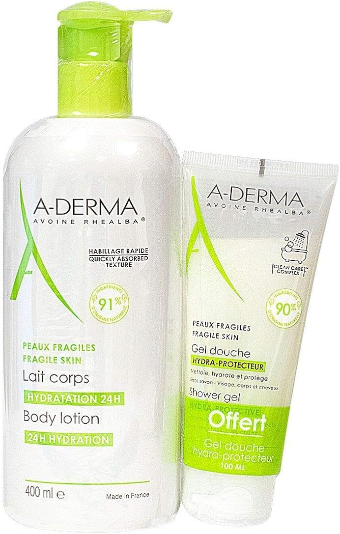 Aderma Body Lotion 24H Hydration 400ml + Shower Gel HydraProtective