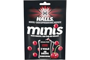 HALLS Minis Cherry Flavor Sugar Free Cough Drops, 48 Drops