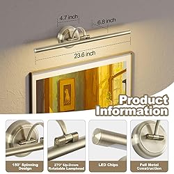 Tassuowell Hardwired Picture Light,24 Inch Dimmable