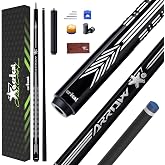 CRICAL Carbon Fiber Pool Cue Stick, Pro Taper Shaft Low Deflection | 3D Wrapless Grip with 12.5mm Tip and 3/8x8 Joint for Billiards Play
