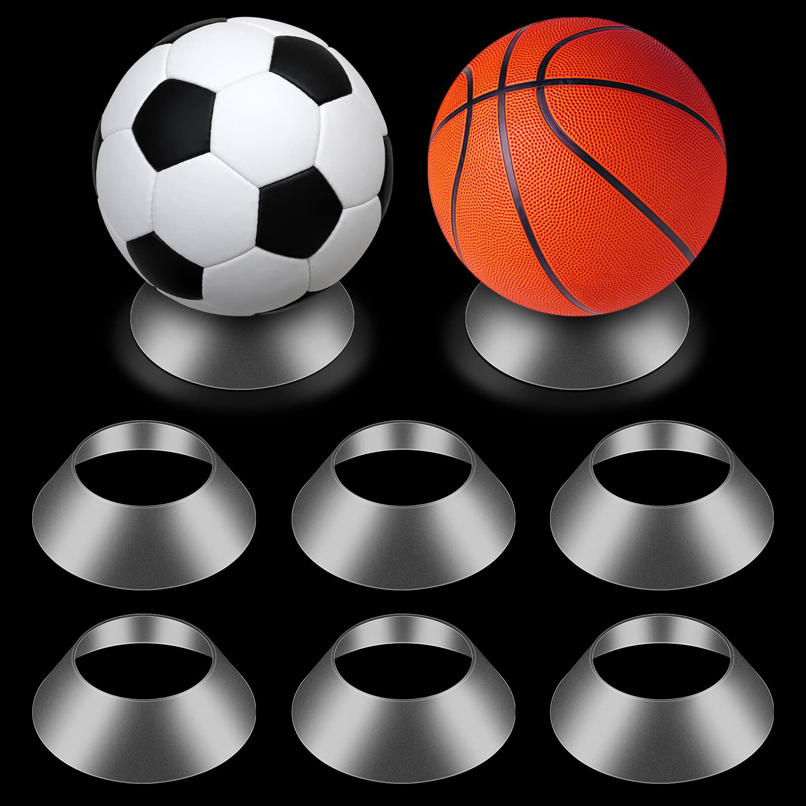 6 in 1 Ball Display Stand - Memorabilia Pedestal Stand Holder for Soccer, Basketball, Football, Volleyball, Softball & Bowling (Transparent)