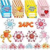 YIZER 24PCS Fidget Spinners,Funny Sensory Fidget Toys with Valentines Card | Deformable Chain DIY Robot Spinner,Fingertip Stress Relief Gyro Toy Sensory Toy Classroom Prizes Supplies
