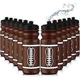 Nitial 12 Pack Water Bottles Bulk 20 oz Reusable Squeeze Water Bottles Plastic Sports Bottle with Pull Top Cap Sports Gifts Tumbler for Travel Gym Sport Party Supplies(Orange,Football)