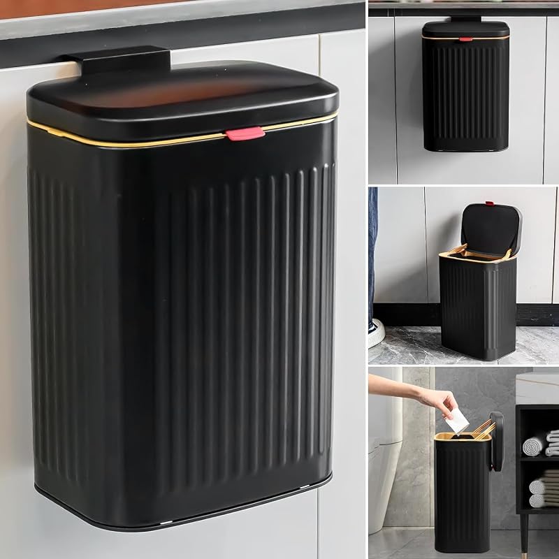 TESIN 8 Liter Hanging Kitchen Compost Bin with Inner Bucket Black