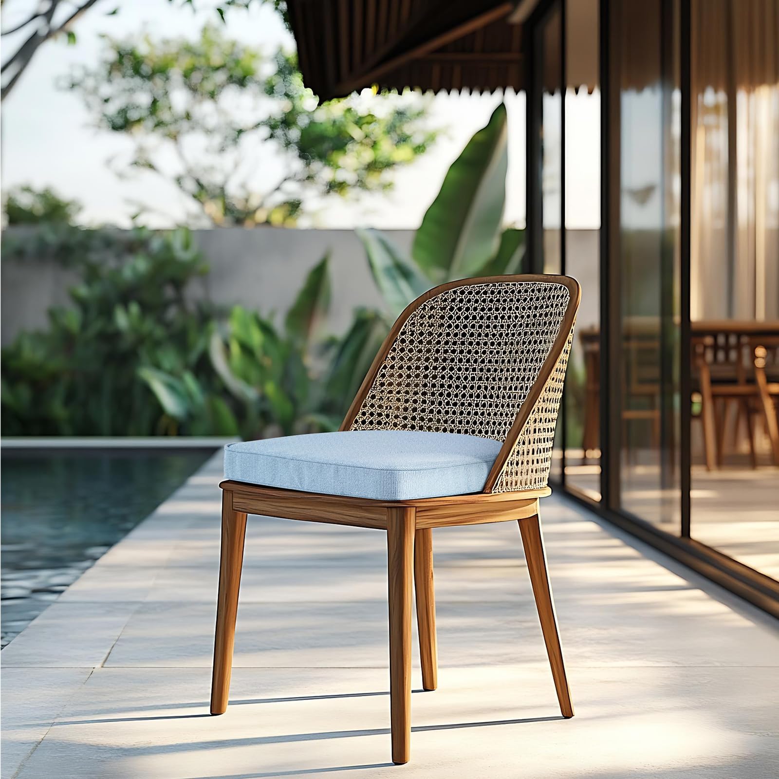 Condition photo showing As Is for pcinfuns outdoor chair cushions set of 4, 19"x19" water-resistant patio cushions with ties, high den