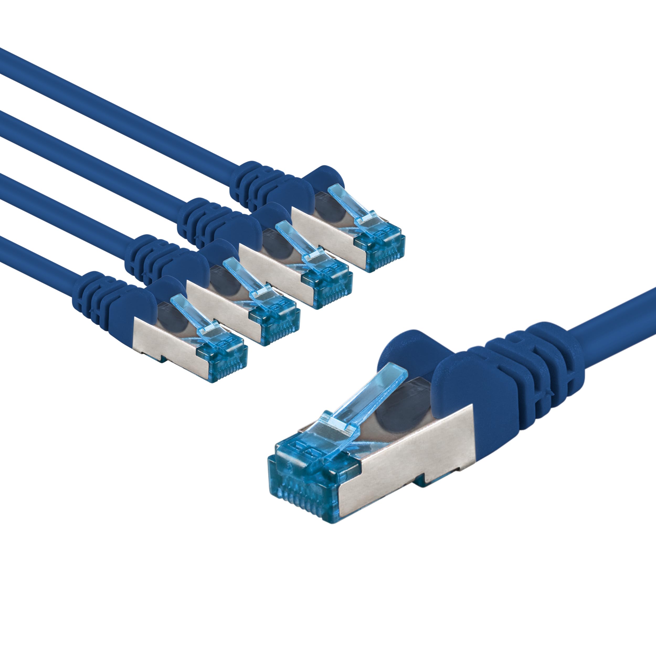 goobay 66032 CAT 6A Network Cable in Set of 5/Patch Cable Shielded S/FTP/CU Ethernet Cable, PiMF, LSZH/Cat 6a Cable with 10Gbits / Blue / 5x 1m — image 1
