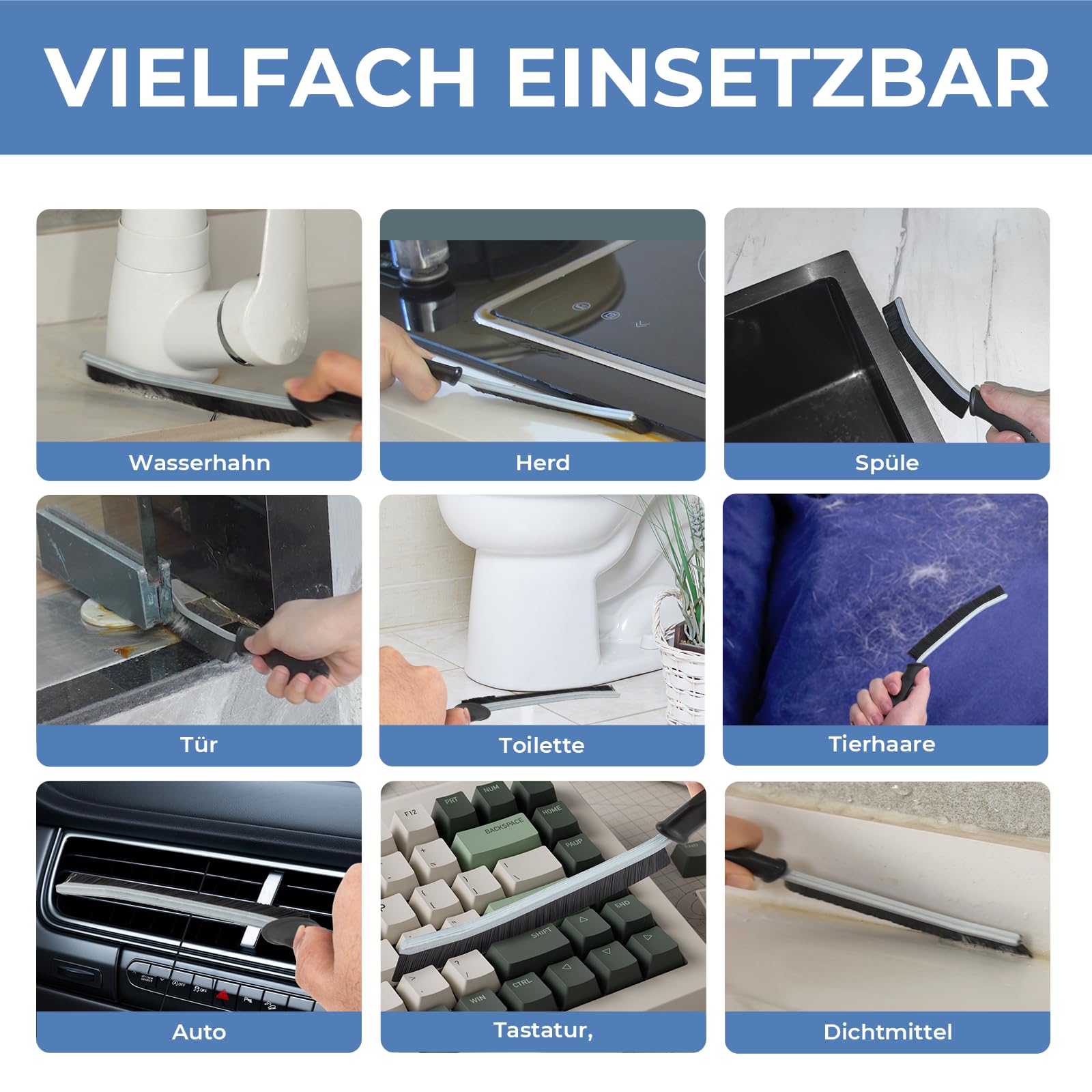Cleangor 6er-Pack Fugenbürste, Hartborsten Ecken Reinigungsbürste 7