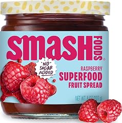 Smash Foods Raspberry Jam | Low-Calorie, No Sugar Added Keto Jam with Upcycled Fruit & Chia Seeds | Vegan, Paleo Superfood Fr