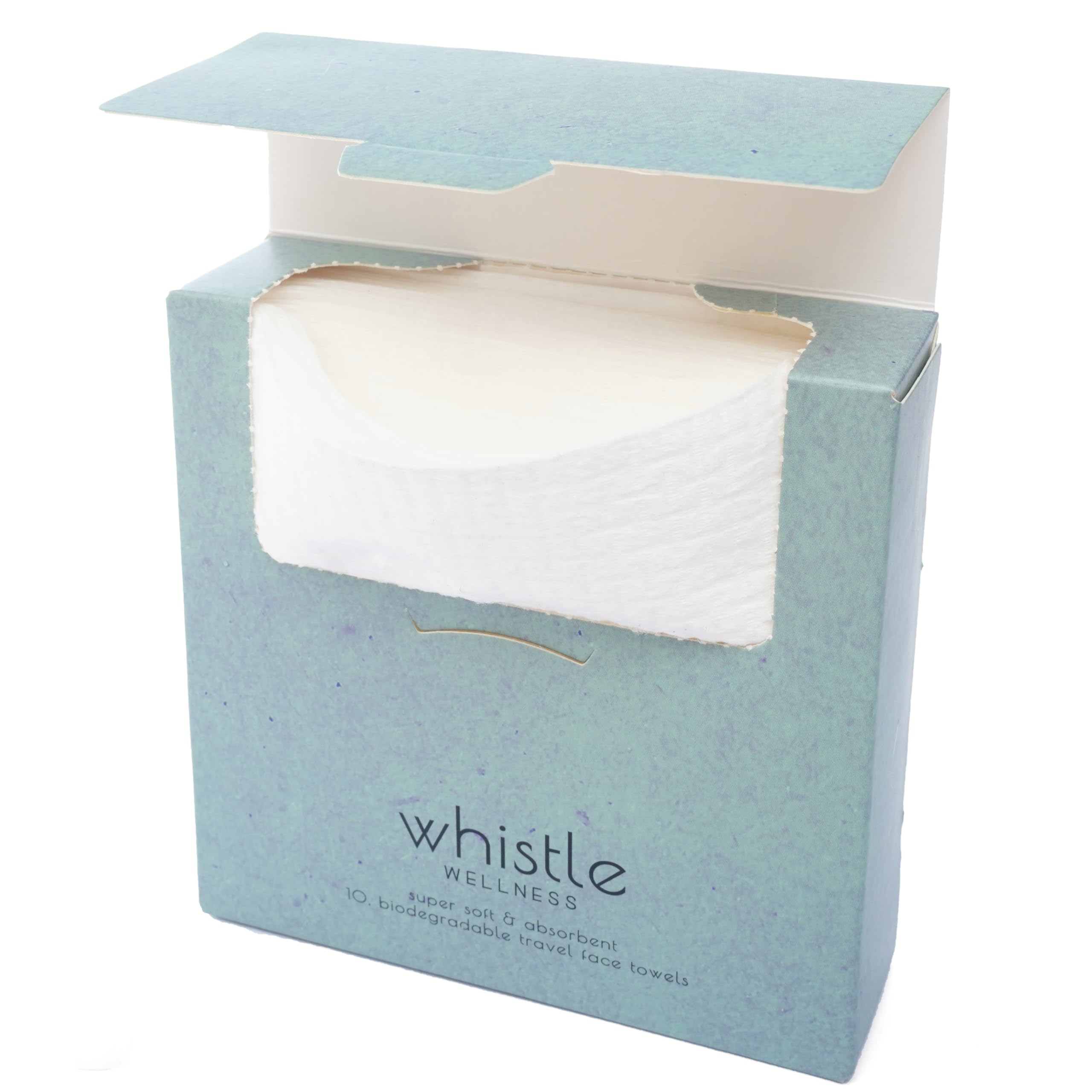 Whistle Wellness Face Towels Disposable Biodegradable Plant Based Travel Pack 10 Count