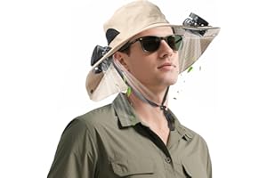 TIZZYTOY Solar Fan hat, Equipped with Two Detachable Fans, USB/Solar Dual Power Supply, Full Sun Protection,Wide Brim Adjustable