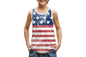 BesserBay Unisex Kid's 4th of July Tank Top American Flag Patriotic Cotton Sleeveless Shirt 4-14 Years