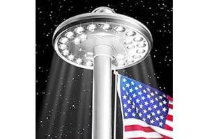 DENEVE Deluxe Flag Pole Light Solar Powered - 1300 Lumen for Flagpole - Light Up American Flag Outdoor from Dusk to Dawn for 12+ Hours - 100% Coverage Silver Flag Light