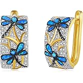 YFN Dragonfly Earrings Sterling Silver Blue Hoop Dragonfly Jewelry Gifts for Women