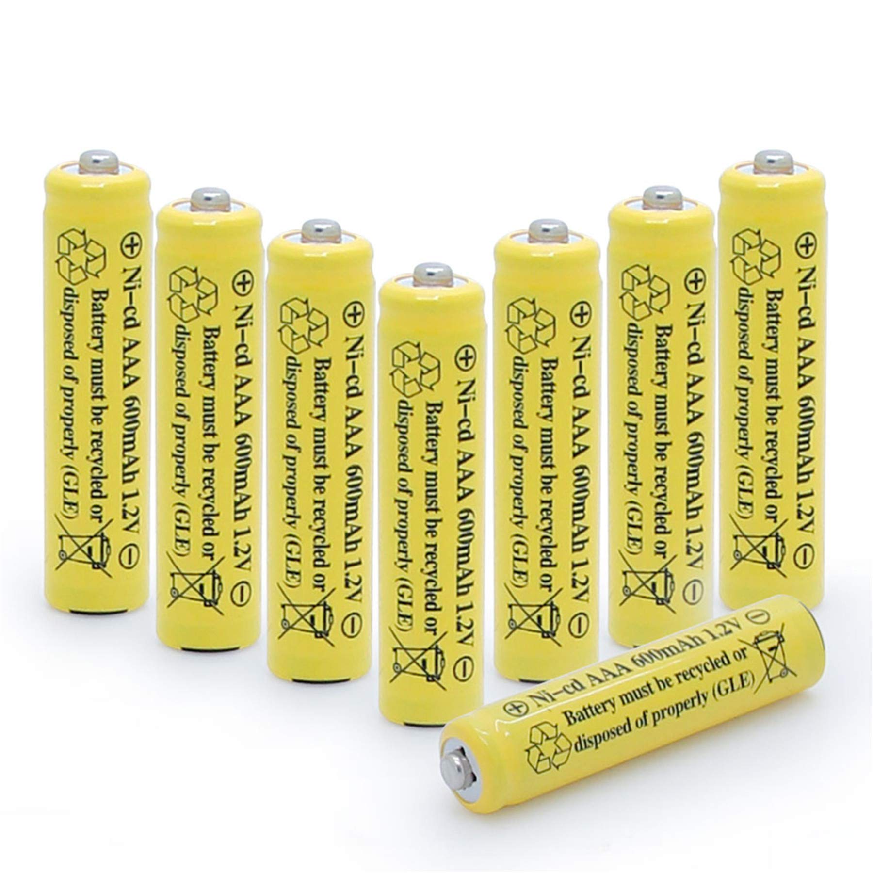 NiCd AAA 1.2V 600mAh Triple A Rechargeable Batteries for Outdoor Solar Lights Solar Lamp Garden Light (8 Pack)