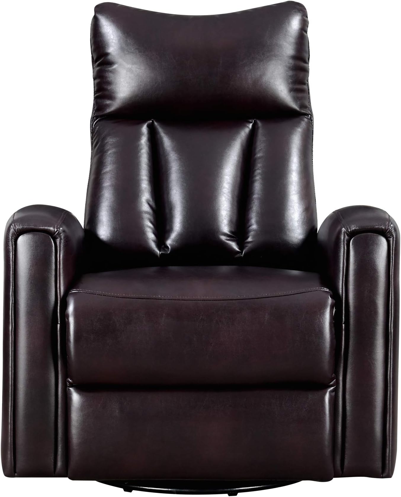 Artum Hill Anders Swivel Reclining Glider in Coffee with Faux Leather Upholstery And Swivel Recliner