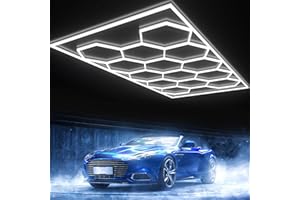 TOOWELL Hexagon Garage Lights with Rectangle Frame, 14 Hexagon LED Light for Garage, 552W 60720LM Super Bright Honeycomb Ceiling Car Detailing Shop Light for Garage Gym Warehouse