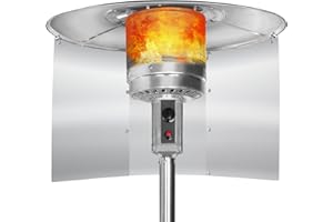 HUALEDI Upgraded Patio Heater Reflector Shield,(Large,3Panels) Propane Heaters Heating Deflector,Effective Heat Focusing for Outdoor Lamp Heater,Gas Energy Saving,Windshield