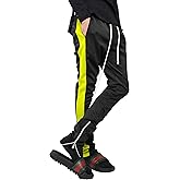 Mens Track Pants Two Tone (2X-Large, 1vw19_Black/Lime)
