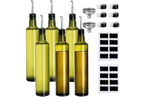 Frcctre 6 Pack 17 Oz Glass Olive Oil Dispenser Bottles, 500ML Oil and Vinegar Cruet Set With Stainless Steel Pourer Spouts, O