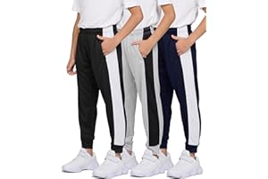 PURE CHAMP 3 Pack Boys Sweatpants Mesh Lightweight Kids Clothes with Zipper Pockets Active Quick-Dry Boys Pants Sizes 4-20
