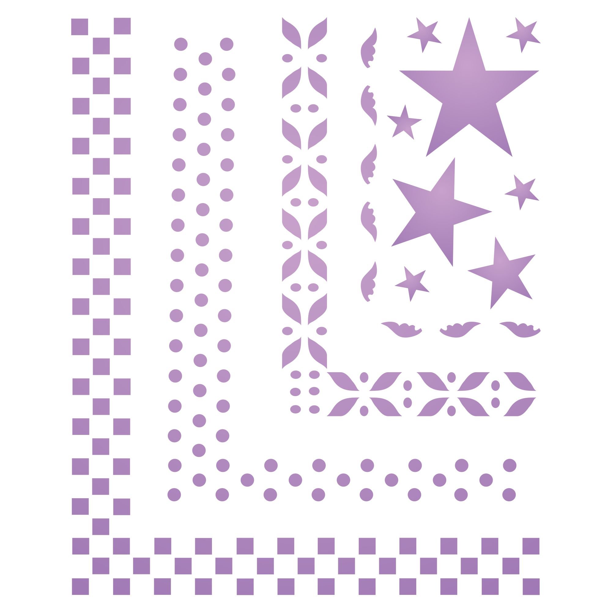Border Stencil - 8 x 10cm (S) - Reusable Small Geometric Borders Stars Wall Stencil Template.