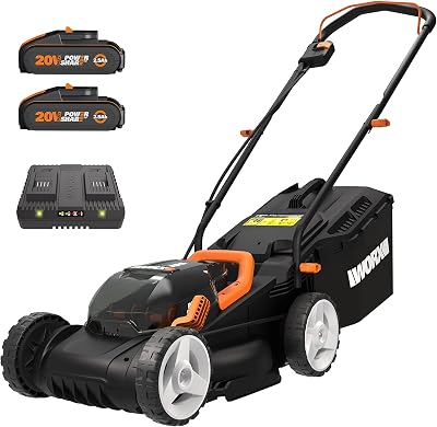 WORX 36V/40V Max WG779E Cordless Lawn Mower 34cm 30L Bag 2 Batteries 2.5Ah