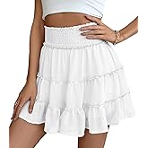 SEAFORM Women Chiffon Skirts High Waist Ruffle Mini Skirts Tennis Golf Skirt Boho Summer Tiered Skirts with Built-in Shorts