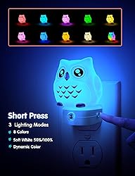 L LOHAS LED Owl Night Light for Kids, 3D Owl Night