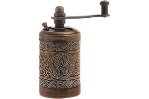 LaModaHome Copper Manual Hand Grinder Mill for Turkish Greek Arabic Coffee Beans & Spice Pepper Salt, Brass