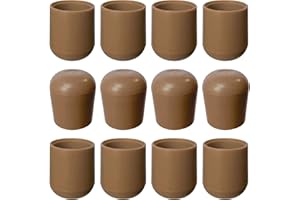 GLUPOSTI Folding Chair Leg Caps Beige 7/8 Inch - Heavy Duty Nylon Chair End Caps, Non-Marring Round Hardwood Floor Protectors, Compatible Replacement Plugs for Metal and Padded Folding Chairs Tips (12 Pack)