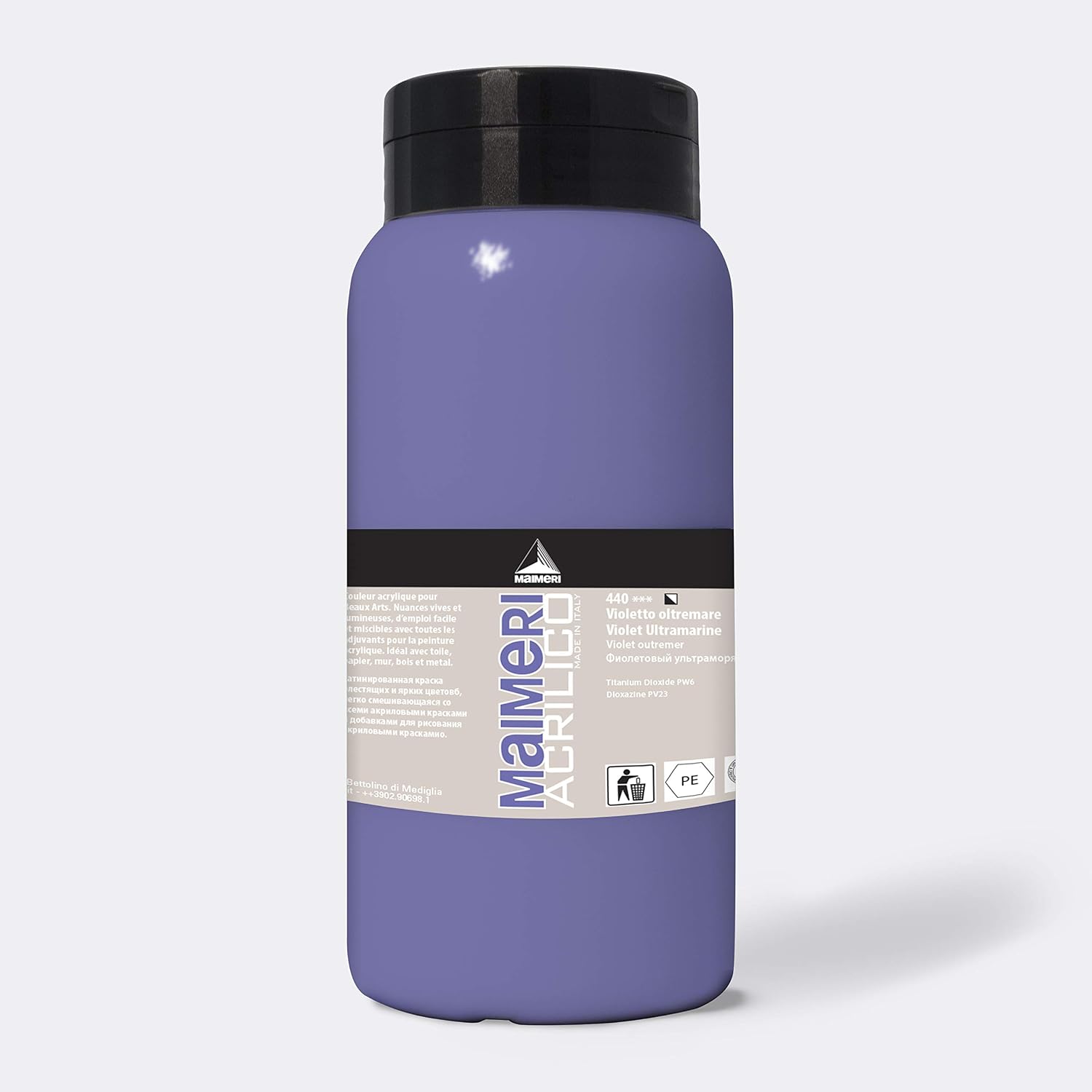 Maimeri ACRILICO 1000 ml Fine Artist Acrylic Paint, Colour Ultramarine Violet, multi-coloured, 1 l (1er Pack)