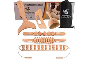 6 in 1 Wood Therapy Massage Tool Set for Body Sculpting Massage, Lymphatic Drainage and Muscle Pain Relief, Cellulite Sculpti