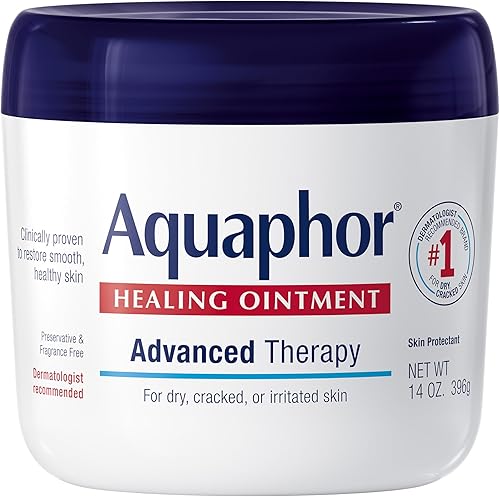 Aquaphor Healing Ointment, Advanced Therapy Skin Protectant, Multi-Purpose Healing Ointment and Body Moisturizer, For Dry, Cracked Skin, Minor Cuts and Burns, 14 Oz Jar