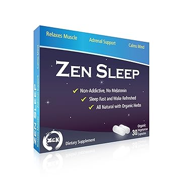 Zen Sleep Non Addictive Sleep Aid Wadrenal Support Contains Magnesium And Organic Herbs