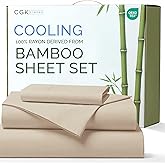 100% Rayon Derived From Bamboo - Bamboo Sheets Twin Size - Cooling Sheets for Twin - Ultra Soft, Breathable & Hotel Luxury Bedding - 1 Flat & 1 Fitted & 1 Pillowcase w/ 16 Inch Deep Pockets - Wheat