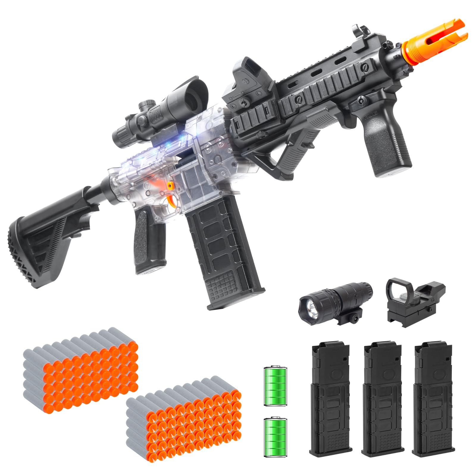 Photo 1 of Realistic Toy Gun for Nerf Guns Darts, Foam Blaster - with Scope 100 Soft Bullets 3 Magazines, Semi-Auto Sniper Rifle Electric M416 Machine Guns for Boys 6-12 Age Kids and Adults