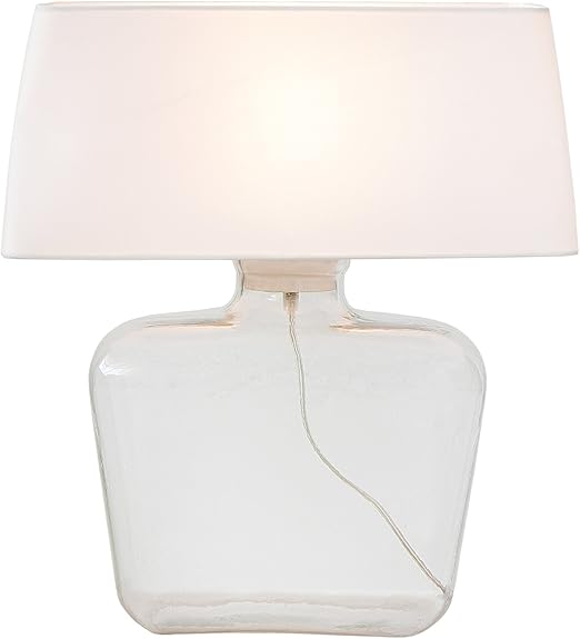 Tischleuchte Variation 50cm Mit Befullbarem Standfuss Aus Glas E27 Tischlampe Stoffschirm Weiss Wohnaccessoire Dekoration Accessoire Amazon De Beleuchtung
