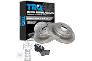 TRQ Rear Brake Pad & Rotor Kit Brake Pads Brake Rotor Ceramic Compatible with 2010-2018 Acura RDX 2005-2016 Honda CR-V