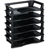 Rubbermaid Regeneration Letter Tray, Six Tier, Plastic, Black (86028)