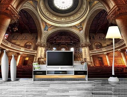 Wallpaper 3d Mural Simple Religious Church Palace Column Roof Wall