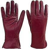 Zjjseloru Womens Clod Weather Gloves Lambskin leather Cashmere or Wool Lined