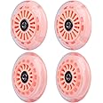 Wiggle Car Polyurethane Replacement Wheels Set (Front,2P Light Up), Swing Car Wheels Pack (Rear,2P Narrower) Upgrade for Ride-on Toys (Orange Pink)