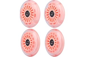 WHEELGOO Wiggle Car Polyurethane Replacement Wheels Set (Front,2P Light Up), Swing Car Wheels Pack (Rear,2P Narrower) Upgrade for Ride-on Toys (Orange Pink)