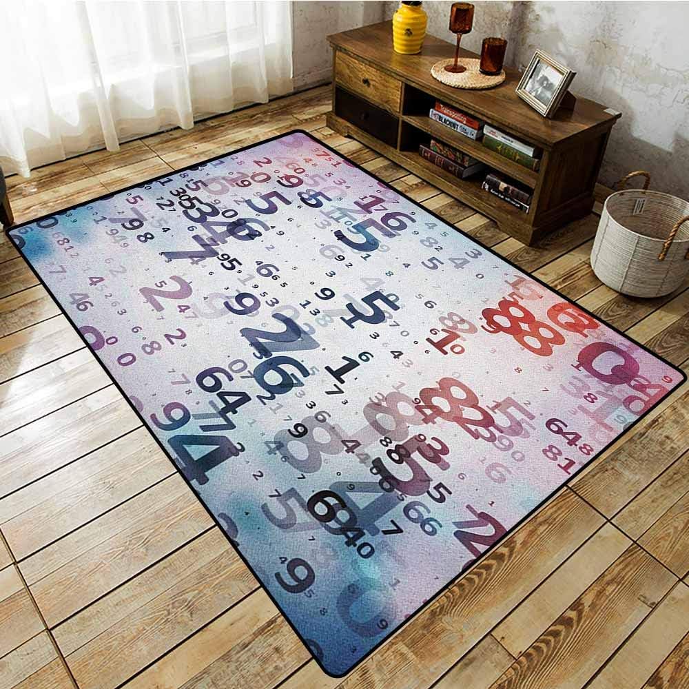 Large Area Rug,Abstract,Digital Code Numbers Computer Database Science Information Technology Themed Art,Anti-Static, Water-Repellent Rugs,4'11"x6'10" Teal Black