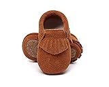 HONGTEYA Leather Baby Moccasins Hard Soled Tassel