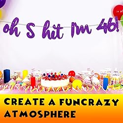 Oh S*it I’m 46! Banner Backdrop Glitter Purple