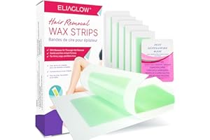 ELIAGLOW Body Wax Strips Hair Removal: Shave Waxing Strips 60 Count Dual Sides & 4 Calming Oil Wipes - Face, Legs, Arms, Bikini, Chest,for All Skin Types