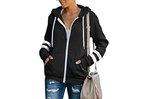 Jhsnjnr Women Long Sleeve Zip-Up Hoodies Jacket Solid Color Sweatshirt Coat with Large Pockets